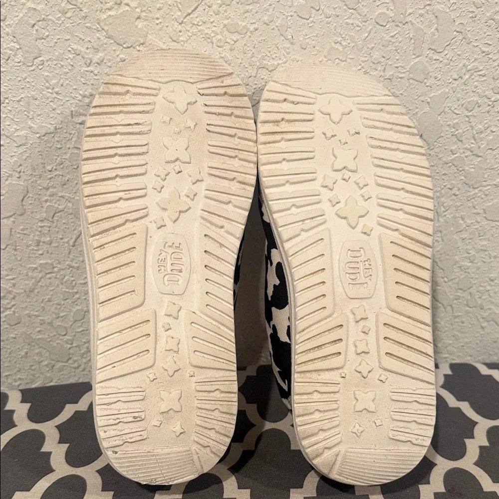 Hey Dude Kids Moccasins with Cow Print and Pink Lining